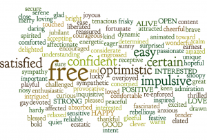 Word cloud of vocabulary words