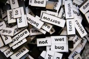 a group of words on small tags